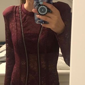 Bergundy VS lace bodysuit